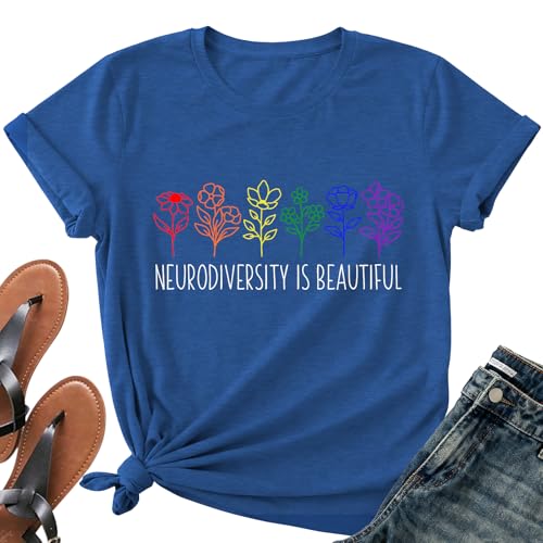 Image of Autism Teach Shirts Women Autism Awareness T Shirt Autism Support Tee Tops Autism Teacher Short Sleeve Shirt