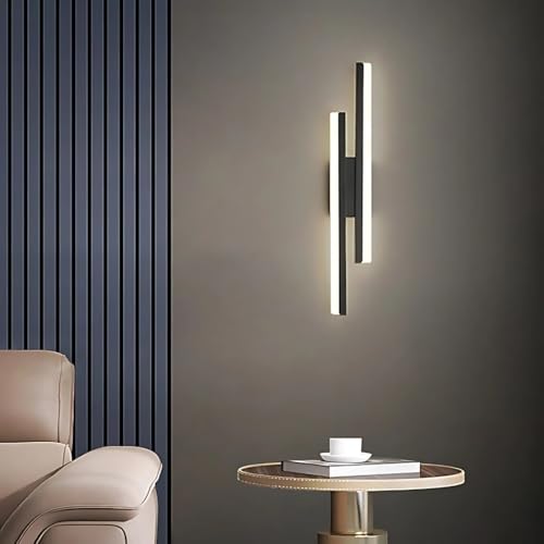 ETRONIK Modern Interior Wall Sconces 16W LED Wall Lamp 3000K Warm Light Wall Sconce for Bedroom Study Dining Room Hallway Stairs (Black)