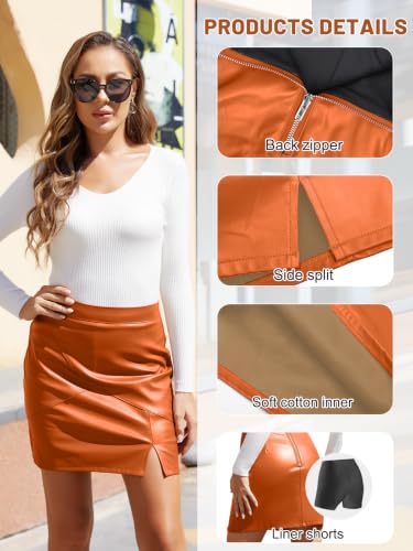 Image of We1Fit Womens Fuax Leather Skirt High Waisted Bodycon Pencil Mini Skirts with Shorts