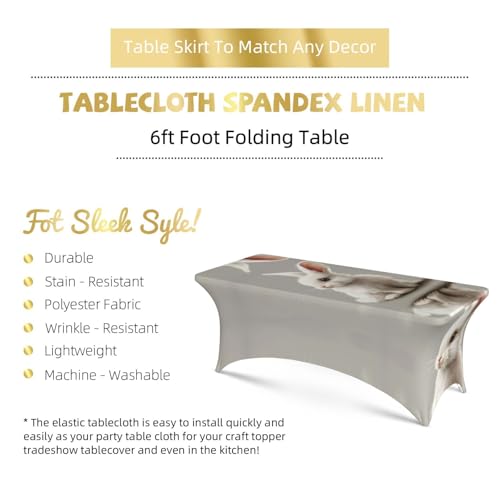 Nappe extensible imprimé lapin blanc en élasthanne infroissable