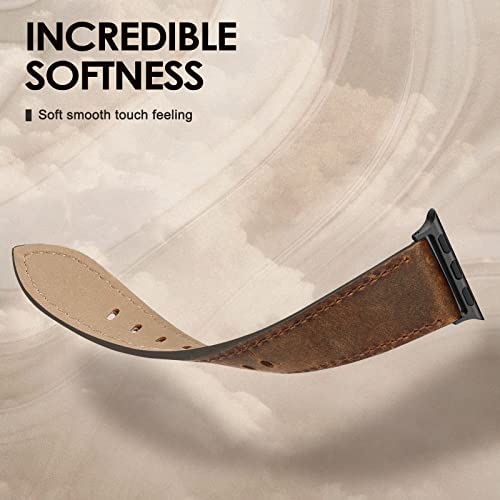 Swees Leather Band Compatible With Apple Watch Bands 45Mm 42Mm 44Mm Men Women, Vintage Genuine Leather Wristband Replacement Band Compatible For Iwatch Series 8 7 6 5 4 3 2 1 Se Retro Walnut #TOP3