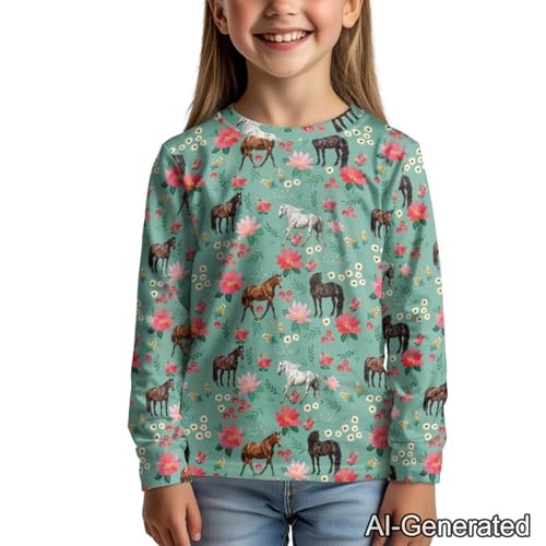 Image of Renewold Boys Girls Tees Kids T-Shirt Long Sleeve Crewneck T Shirts Casual Athletic Tops Clothing for Home School Travel
