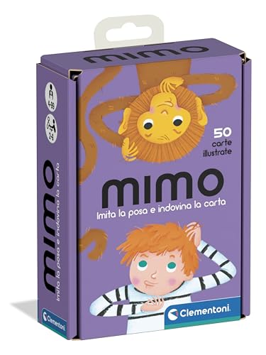 Clementoni - Mimo, Mazzo di 50 Carte per Imitare Pose e Indovinare l'Azione, per Bambini 4+ Anni e Tutta la Famiglia, 2-6 Giocatori, Idea Regalo Made in Italy, Lingua Italiana, 16174