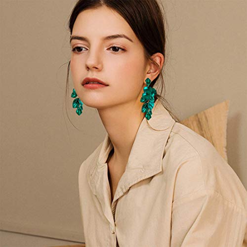 Image of Acrylic Rose Petal Drop Dangle Earrings Bohemian Resin Square /Oval /Hoop /Flower /Heart Statement Earrings for Women Gifts