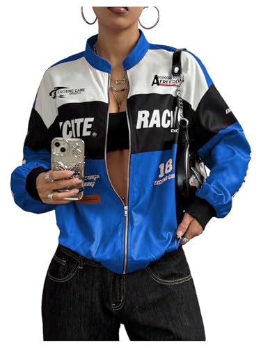 SOLY HUX Women's Racing Jacket Race Car Driver Bomber Jackets