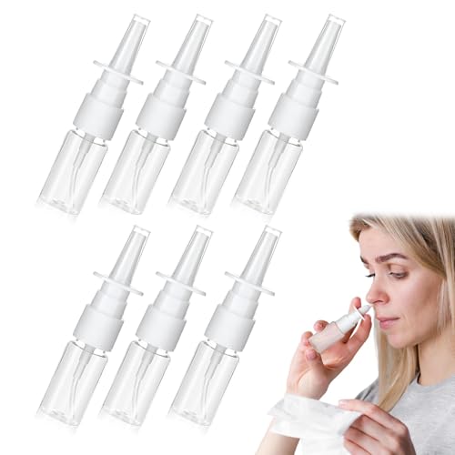 Rixotix Botella vacía de aerosol nasal, 7 unidades, 10 ml, atomizador rellenable, botella pulverizadora de plástico, reutilizable, pulverizador de nariz fino, pulverizador nasal para perfume, aceite