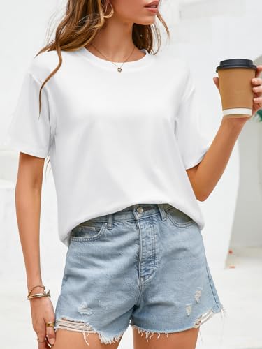 Image of UNCLECAT Womens Short Sleeve Crop Tops Summer Basic Cropped T Shirts | Workout,Casual,Crew Neck Tee,Boxy Loose Fit,Cotton Trendy Clothes