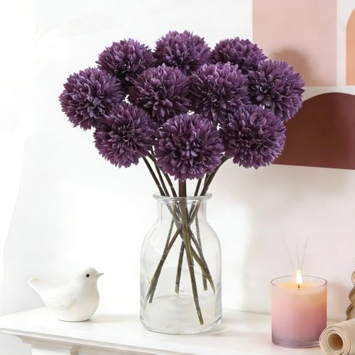 SHINE-CO LIGHTING Artificial Chrysanthemum Ball Flowers Bouquet 10pcs Present for