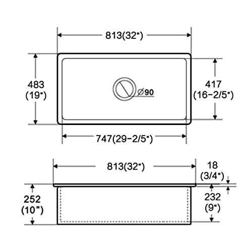 Lordear 32 Inch White Undermount Kitchen Sink Fireclay Porcelain Ceramic Single Bowl Deep Sinks 32X19 Inch Undermount Glossy White Sink 32" #TOP6