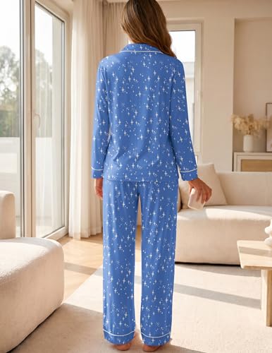 Image of ZMJ Womens Pajamas Sets 2 Piece Long Sleeve and Pant Pj Sets Button Up Sleepwear