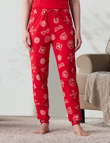 Image of Amazon Brand - Symbol Women Cotton T-Shirt and Jogger Night Suit | Two Piece Set| Regular Fit (Available in Plus Sizes)