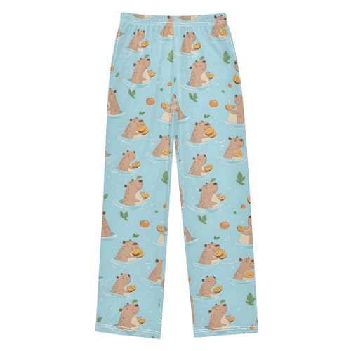 Cute Capybaras Swimming Pajama Pants Long Sleep Pants Soft Pajama Bottoms With Pockets