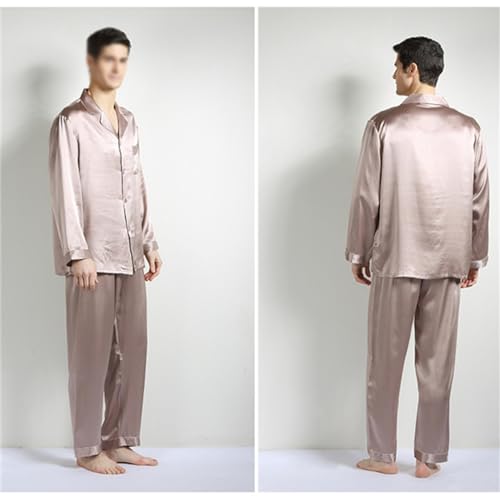 Men's Spring And Autumn Silk Home Two Piece Set With, And Pajamas3