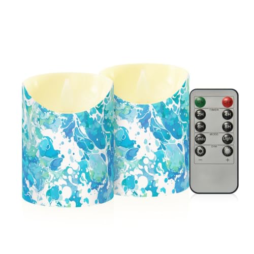 Velas sin llama acuarela azul con temporizador de 2 a 8 horas para decoración de mesas
