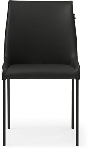 Miniatura 7 de ZURI Helena - Silla de comedor de cuero sintético blanco y negro con patas revestidas en polvo negro