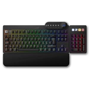 Mountain Everest Max Mechanical Gaming Keyboard – USB Hub – Cherry MX Hot-Swappable Switches – RGB Backlit (Midnight Black, Red – Linear & Quiet)