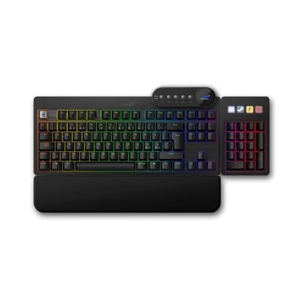 Mountain Everest Max Mechanical Gaming Keyboard – USB Hub – Cherry MX Hot-Swappable Switches – RGB Backlit (Midnight Black, Red – Linear & Quiet)