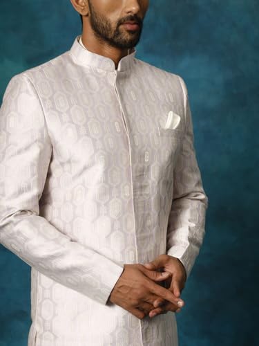 Image of VASTRAMAY Men's Purple Silk Blend Sherwani Only Top | Premium Wedding & Festive Ethnic Attire