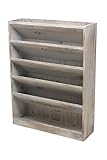 Vintage Rustic Wooden 5 Slot Office Desk or Wall Mounted Hanging File Document Organizer & Mail Rack Tray - Distressed Torched Wood Finish