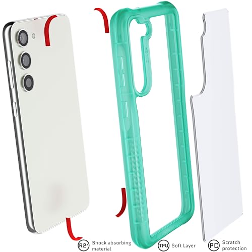 Image of Ghostek Covert Galaxy S23 Plus Phone Case Clear with Military Grade Shockproof Protection, Non-Slip Grip, Protective Silicone Cover Designed for 2023 Samsung Galaxy S23+ (6.6 inch) (Teal)