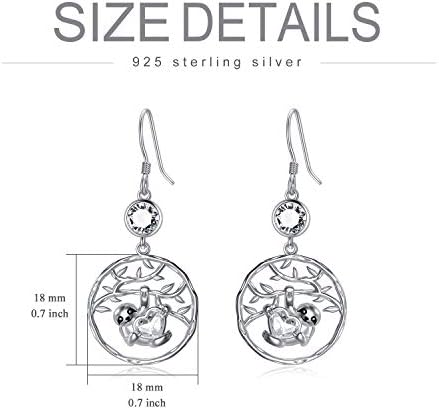 AOBOCO Sloth Earrings Sterling Silver Tree of life Dangle Drop Earrings Sloth Gifts for Women Girls