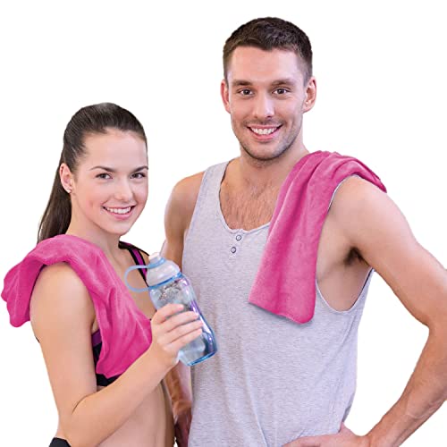 Image of Sassoon Unisex Microfiber Gym Towel in 450 GSM (Set of 2, Coral Pink) 40cmX60cm- Fast Drying & Light Weight Ultra Absorbent Sports Towel