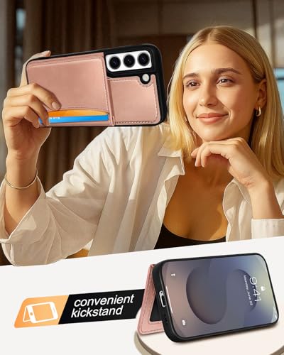 Uppuppy for Samsung Galaxy S21 FE Wallet Case with Card Holder,Rose Gold - image 6