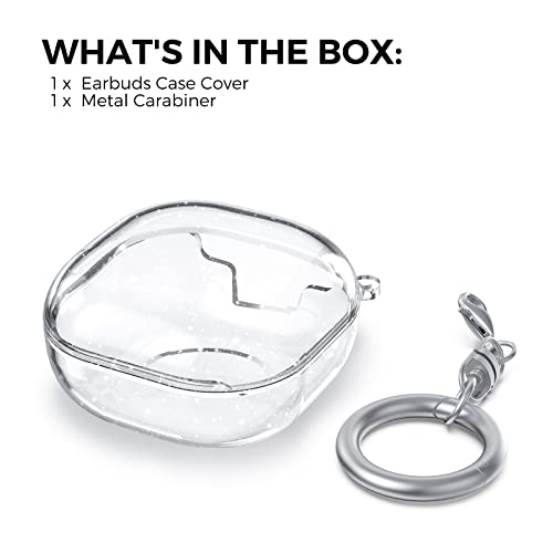 Ahastyle Compatible With Samsung Galaxy Buds 2 Pro Case / Galaxy Buds 2 Case / Galaxy Buds Pro Case / Galaxy Buds Live Case Transparent Cover [Anti-Yellowing] (Shine) #TOP6