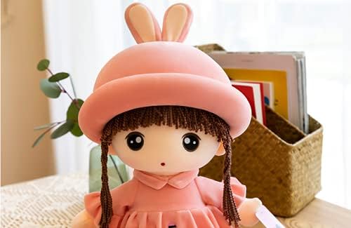 ITODA Baby Girls Rag Doll Girl Decoration Companion Toys Cute Soft Cuddly Stuffed Toy Plush Dolls Beautiful Ragdoll with Hat Skirt for Baby Kids Christmas Birthday Gift 50CM,Red - Image 3
