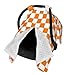 Orange White Checkered Pattern Car Seat Cover Baby Breathable & Nursing Cover - Multi-Use Stretch Fabric for Breastfeeding, Stroller Sunshade, Shopping Cart Cover