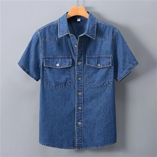 Men's Denim Shirt Business Thin Cotton Half Sleeve Denim Jacket Slim Lapel Short Sleeve Denim Shirt Top3