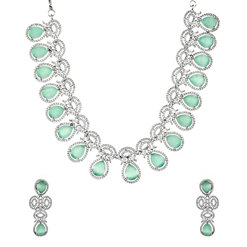 Sparkling Elegance Green Zircons Jewellery Set, Gift for Her