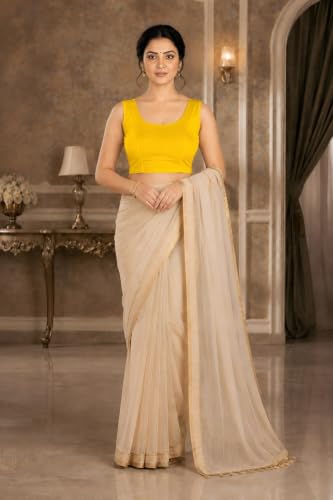 Image of Abhi Readymade Saree Blouse for Women- Sleeveless, Round Neck, Regular-fit, Stretchable, Pull-on Style Blouse