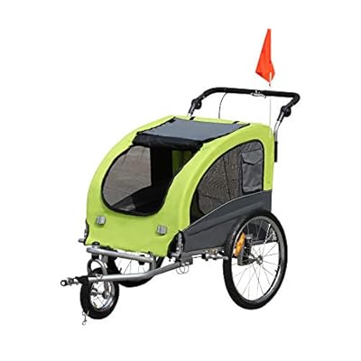 Aosom Elite II 2-in-1 Pet Dog Bike Trailer and Stroller with Suspension and Storage Pockets, Green