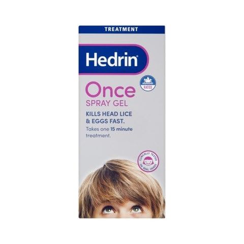 Hedrin Once Spray Gel 100ml - Head Lice Treatment, Nits Treatment, Kills Headlice and Eggs in 15 Minutes Cover