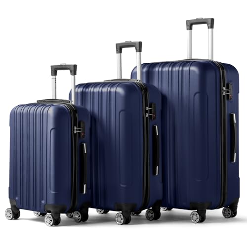 Karl home Luggage Set of 3 Hardside Carry on Suitcase Sets with Spinner Wheels & TSA lock, Portable...