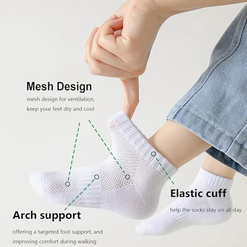 Bemeol Girls Socks 12 Pairs Ankle Socks Girl Athletic Cotton ow Cut Sock for Little Big Kids2