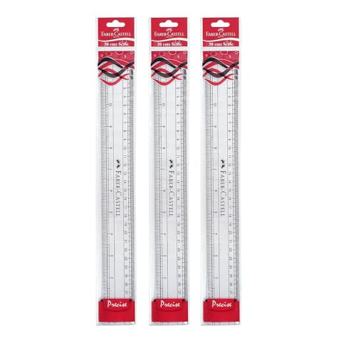 Faber-Castell Plastic Slim Ruler 12-Inch Length Clear 3 piece