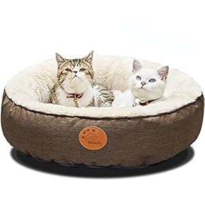 HACHIKITTY Washable Donut Cat Bed Round, Cat Beds Indoor Cats Medium, Small Cat Bed Machine Washable