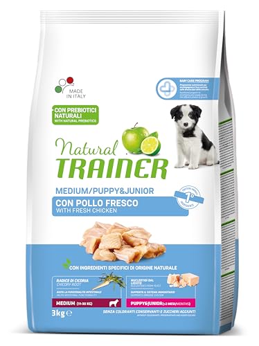 Trainer Natural Cibo per Cani Medium Puppy and Junior, Pollo,