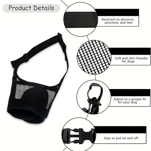 KixMalkinly Dog Muzzle,Soft Air Mesh Muzzle for Large Dogs to Prevent Biting Barking Chewing, Breathable Mouth Guard Adjustable Loop Strap Pets Muzzle for Training(Black,L)