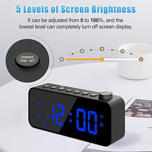 Rgb Digital Alarm Clock Radio With Large Surface, Adjustable Brightness And Volume, Dual Alarm With Weekday/Weekend Mode, Snooze, Fm Radio Sleep Timer, Usb Charging Port, For Bedroom, Bedside(Black) #TOP4