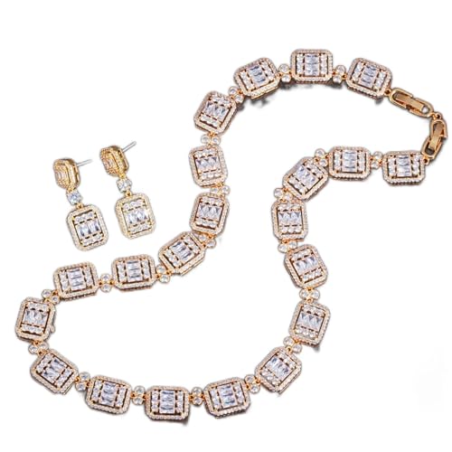 Joyería de collar nupcial de zirconia cúbica blanca para mujeres y vestidos de fiesta