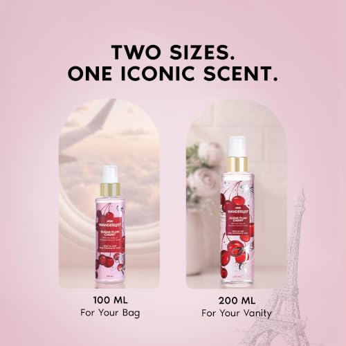 Image of Nykaa Wanderlust Sugar Plum Cherry Travel-szie Perfume Hair & Body Mist 100ml | Long-Lasting Fine Fragrance Mist | Cherry & Raspberry | Lightweight, Non-Sticky