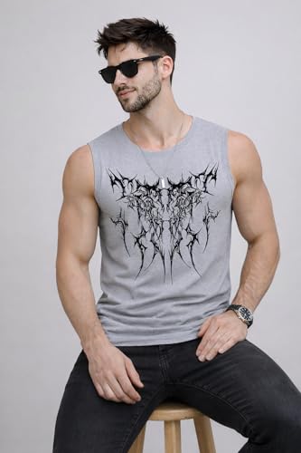 Image of JUGULAR Tank Tops Sleeveless T-Shirt for Men Gym Wear Vest Printed Stylish Round Neck Running for Sports Workout Fitness & Casual or Beach Wear