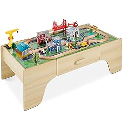 Best Choice Products 35-Piece Train Table, Large Multipurpose Wooden Toy Activity Playset for Children w/Tracks…