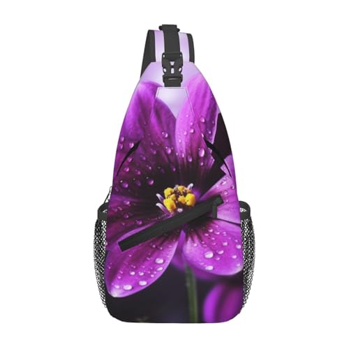 Mochila cruzada diagonal con estampado floral púrpura miniatura 1