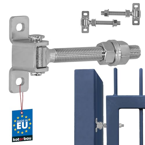 KOTARBAU® Lot de 2 charnières de portail réglables M16-130 mm - En acier galvanisé - Avec plaque de fixation - Plaque de fixation - Charnière de porte -...