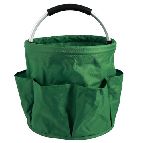 Bolsa de armazenamento de jardinagem com alça e 6 bolsos, cesta dobrável de ferramentas de jardim, bolsa de armazenamento para organizador de piquenique ao ar livre, organizador de limpeza de 17L
