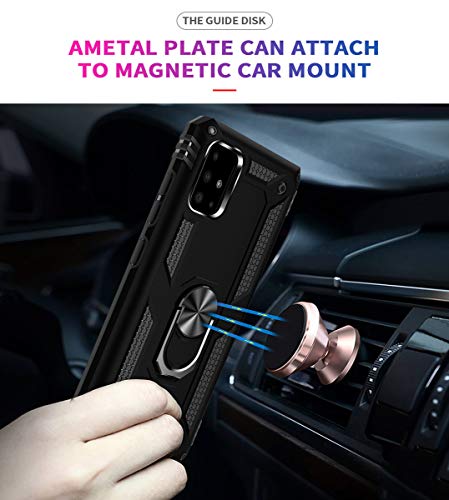 Addit A71 5G Case/A91 Case/S10 Lite Case/M80S Case, Military Grade Protective Case With Ring And Car Mount Kickstand For Samsung Galaxy A71 5G/A91/S10 Lite/M80S - Black #TOP4